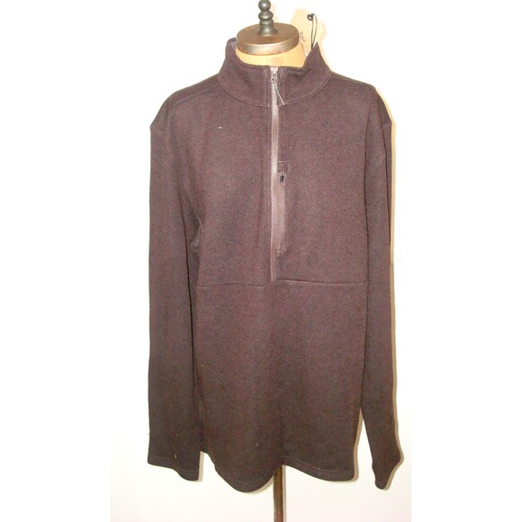 New Mens M Prana NWT Route Tracker 1/4 Zip Pocket Wool Oak Dark Brown Sweater - Picture 2 of 6